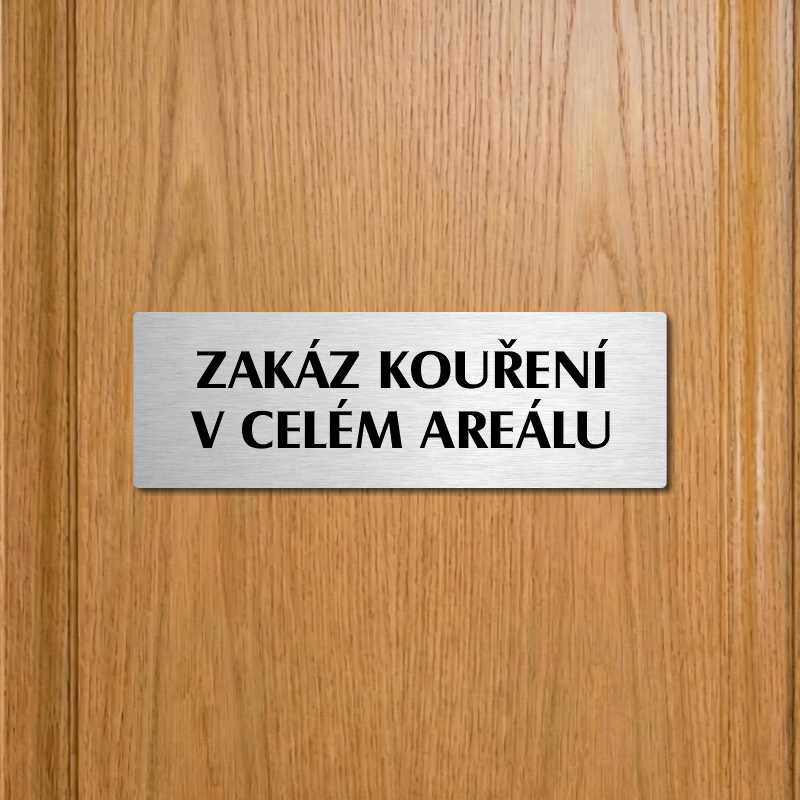 Zákaz kouření, 240x79mm, stříbrná popiska s ozdobou uprostřed
